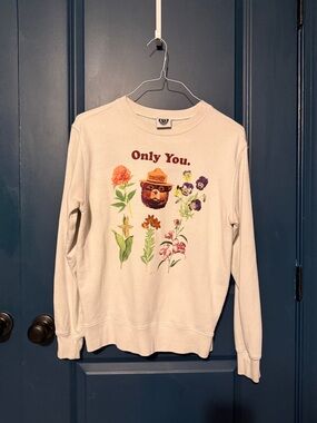 Mighty Fine Cream Smokey Bear 'Only You' Floral Crewneck Sweater